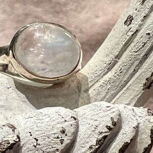 Faceted Genuine Moonstone In Sterling Silver Ring